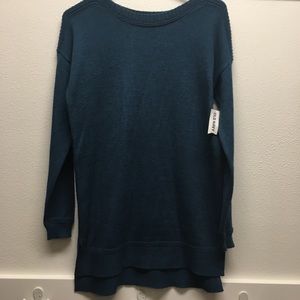 XS OLD NAVY heather teal long pullover sweater NEW
